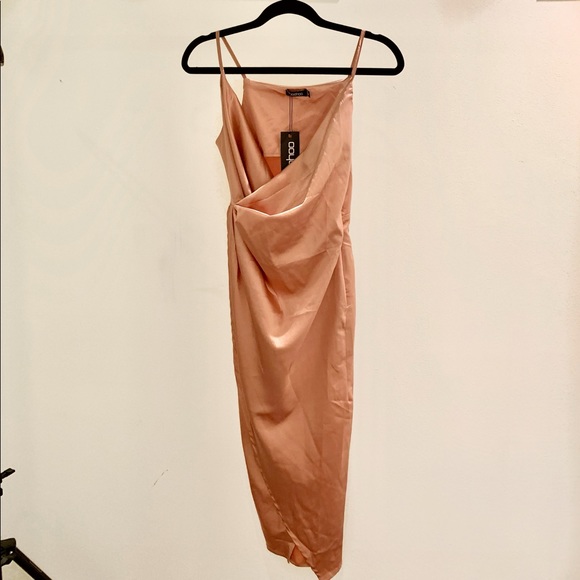Satin Wrap Strappy Midi Dress - New with Tags - Picture 3 of 5